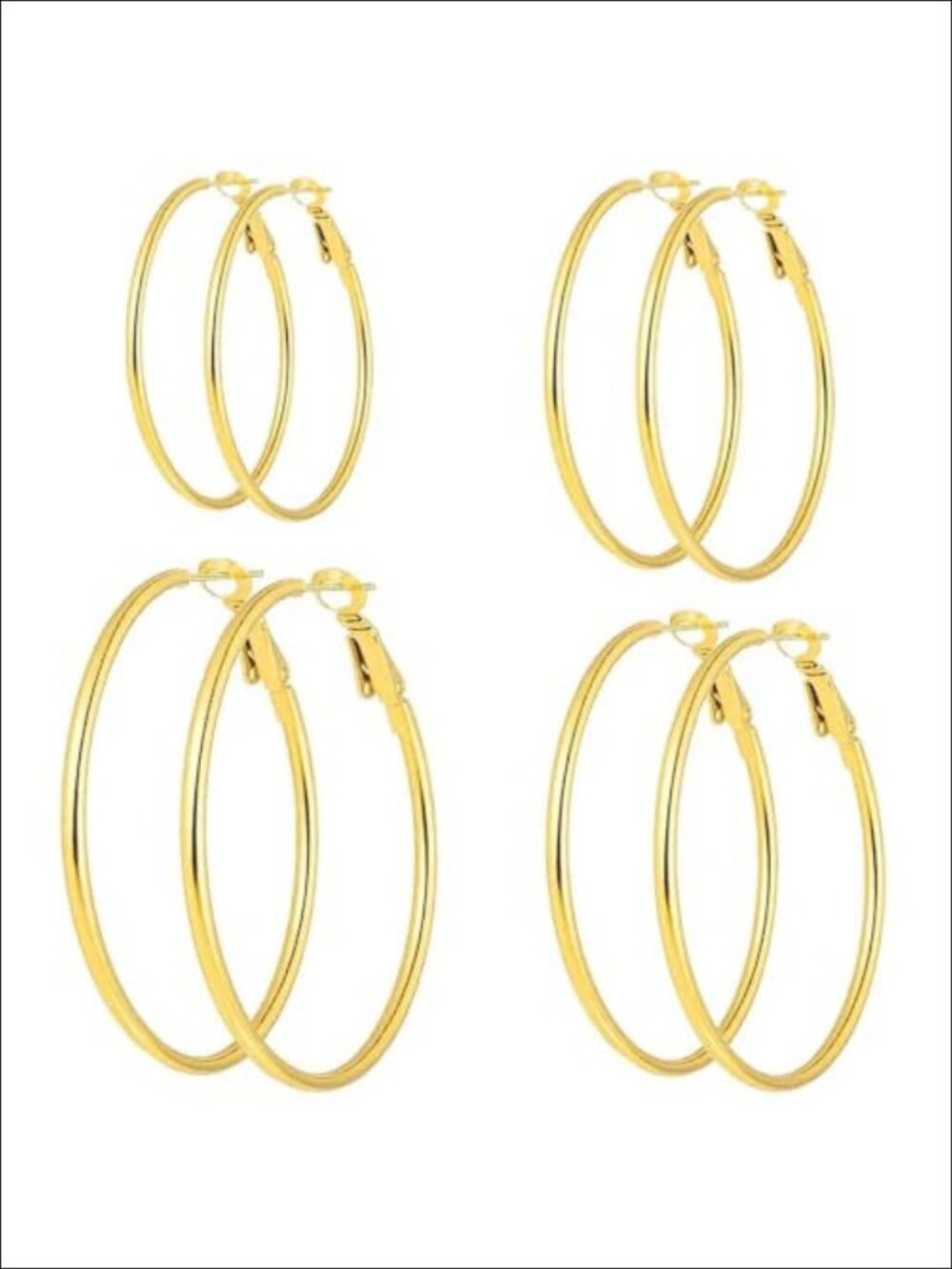 14K Gold & Silver Plated Hoop Earrings Set 4 Pairs Hypoallergenic Lightweight